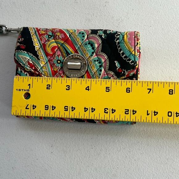 Vera Bradley Wallet Wristlet 6.5" Twist lock Multicolor Quilted Geometric Floral - Picture 7 of 11